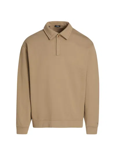 Saks Fifth Avenue Men's Foundation Johnny-collar Fleece Polo Shirt In Brown