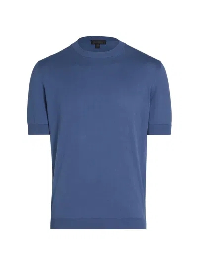 Saks Fifth Avenue Men's Garment-dyed Crewneck Short-sleeve Sweater In Blue