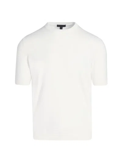 Saks Fifth Avenue Men's Garment-dyed Crewneck Short-sleeve Sweater In White