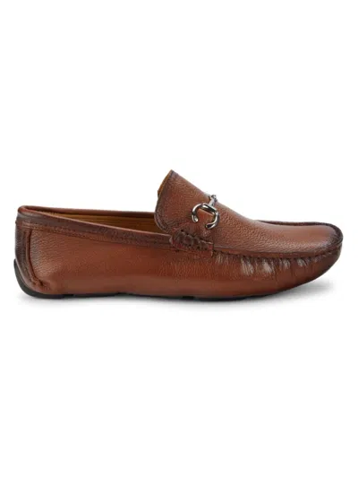 Saks Fifth Avenue Men's Grained Leather Bit Driving Loafers In Conhaque