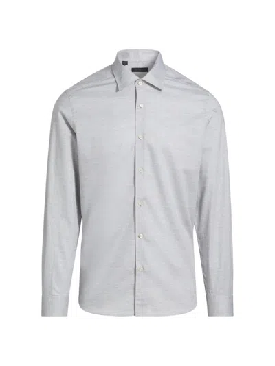 Saks Fifth Avenue Men's Heathered Cotton Dress Shirt In Gray