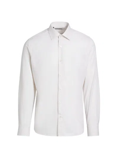 Saks Fifth Avenue Men's Heathered Cotton Dress Shirt In White