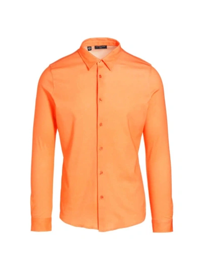 Saks Fifth Avenue Men's Heathered Cotton Slim-fit Shirt In Tangerine