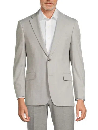Saks Fifth Avenue Men's Herringbone Notch Lapel Blazer In Light Grey