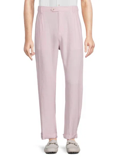 Saks Fifth Avenue Men's High Rise Linen Blend Trousers In Pink
