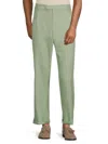 Saks Fifth Avenue Men's High Rise Linen Blend Trousers In Sage