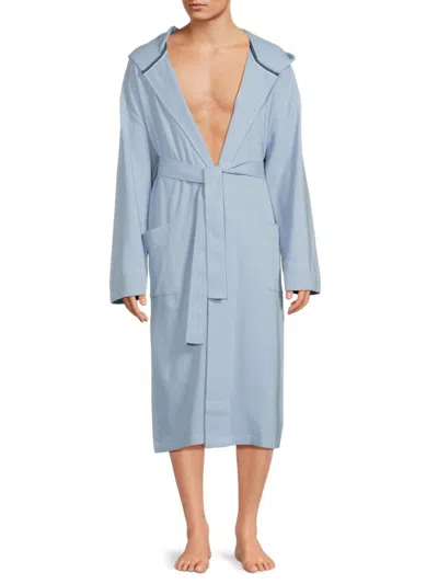 Saks Fifth Avenue Men's Hooded Robe In Blue Horizon