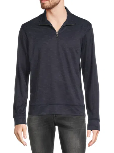 Saks Fifth Avenue Men's Knit Quarter Zip Pullover Shirt In Navy Blaze