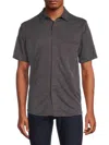 Saks Fifth Avenue Men's Knit Short Sleeve Button Down Shirt In Iron