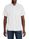 Saks Fifth Avenue Men's Knit Short Sleeve Button Down Shirt In White