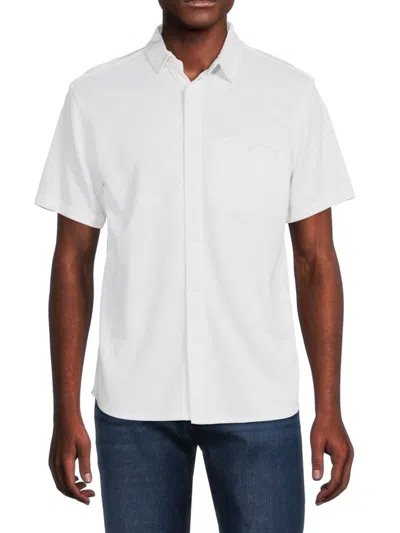 Saks Fifth Avenue Men's Knit Short Sleeve Button Down Shirt In White