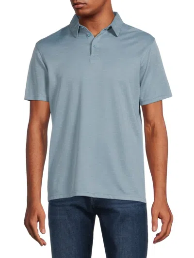 Saks Fifth Avenue Men's Knit Short Sleeve Polo In Mineral Blue