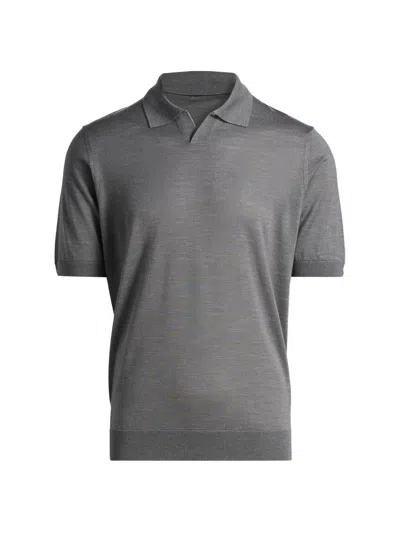 Saks Fifth Avenue Men's Lamar Johnny Collar Short-sleeve Sweater In Gray