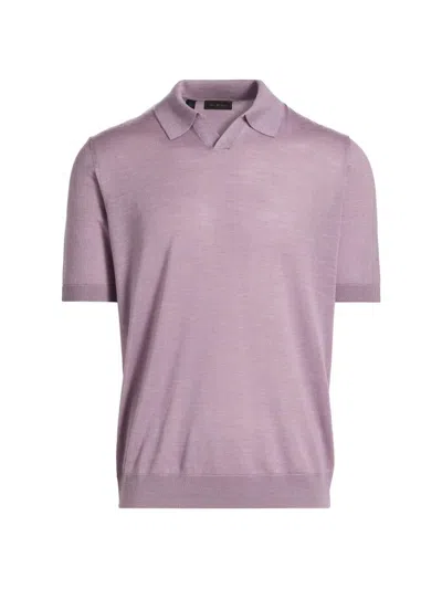 Saks Fifth Avenue Men's Lamar Johnny Collar Short-sleeve Sweater In Purple