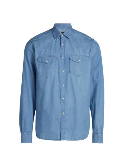 Saks Fifth Avenue Men's Light Denim Western Button-front Shirt In Blue