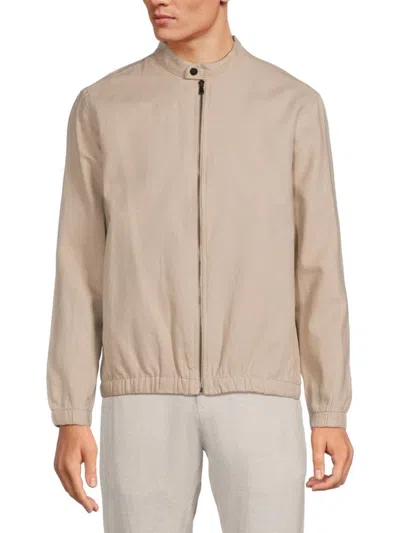 Saks Fifth Avenue Men's Linen Blend Bomber Jacket In Acorn