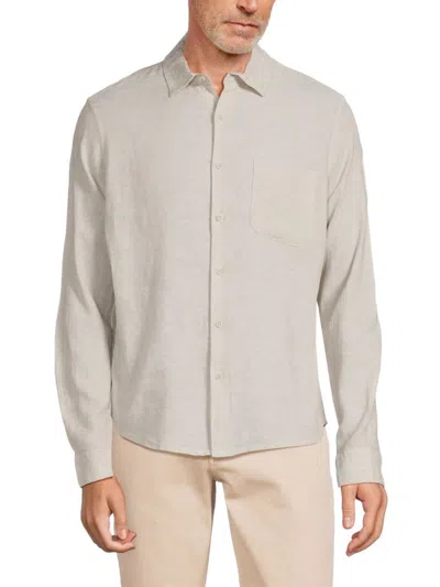 Saks Fifth Avenue Men's Linen Blend Button Down Shirt In Acorn