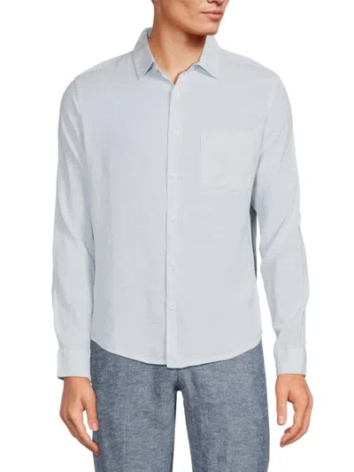 Saks Fifth Avenue Men's Linen Blend Long Sleeve Button Down Shirt In White