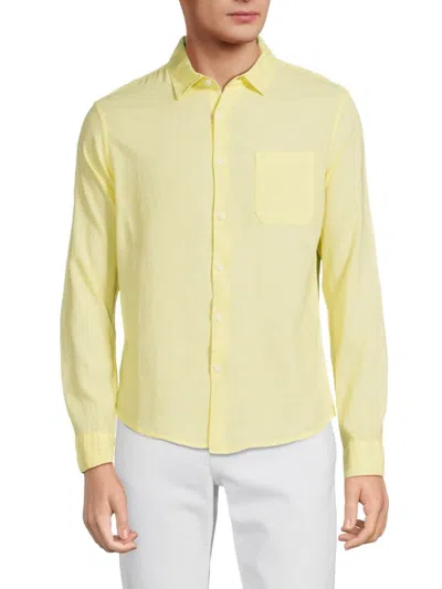 Saks Fifth Avenue Men's Linen Blend Button Down Shirt In Light Yellow