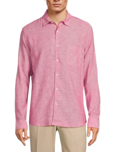 Saks Fifth Avenue Men's Linen Blend Button Down Shirt In Magenta