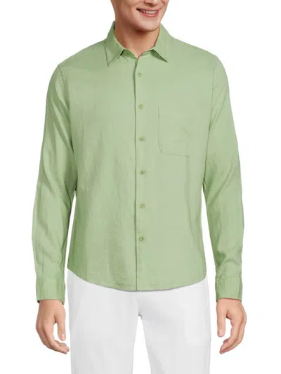 Saks Fifth Avenue Men's Linen Blend Button Down Shirt In Sage
