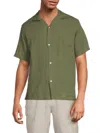 Saks Fifth Avenue Men's Linen-blend Camp Shirt In Olive Branch