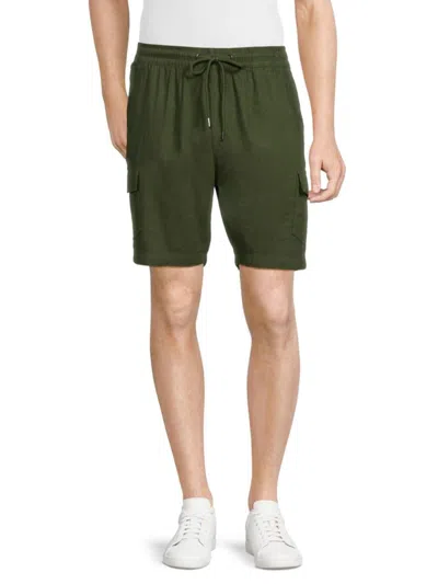 Saks Fifth Avenue Men's Linen Blend Cargo Shorts In Olive