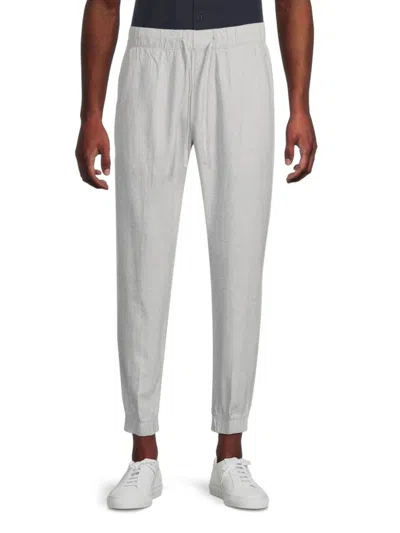 Saks Fifth Avenue Men's Linen Blend Drawstring Jogger Pants In Wolf Grey