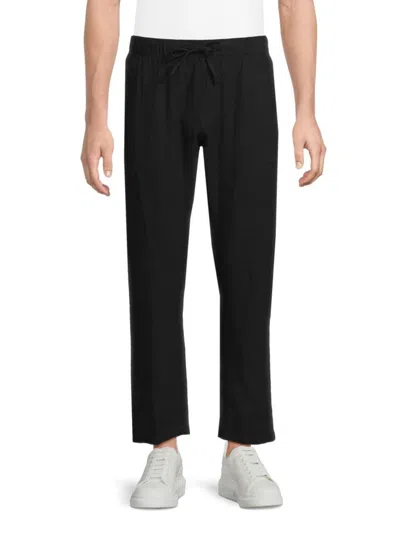 Saks Fifth Avenue Men's Linen Blend Drawstring Pants In Black