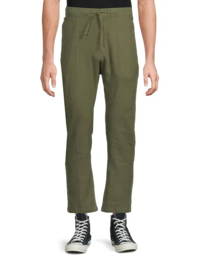 Saks Fifth Avenue Men's Linen Blend Drawstring Pants In Olive Branch