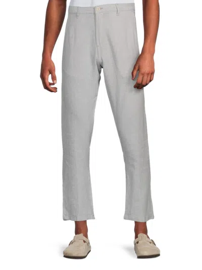 Saks Fifth Avenue Men's Linen-blend Flat Front Pants In Wolf Gray