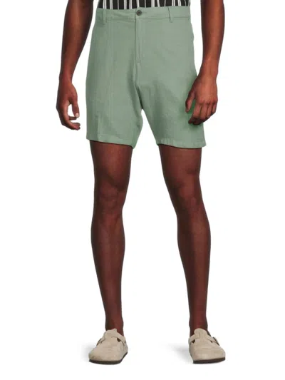 Saks Fifth Avenue Men's Linen Blend Flat Front Shorts In Bay Green