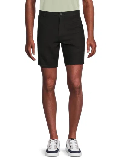 Saks Fifth Avenue Men's Linen Blend Flat Front Shorts In Black