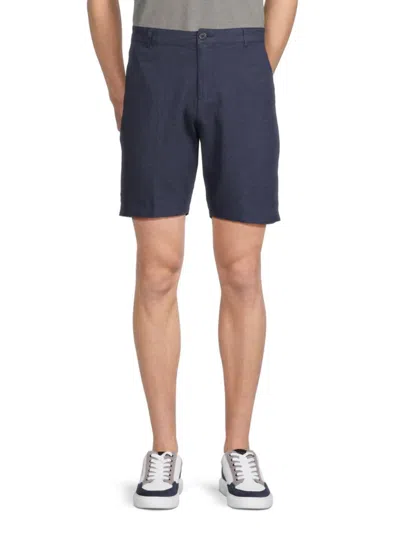 Saks Fifth Avenue Men's Linen Blend Flat Front Shorts In Marine Navy