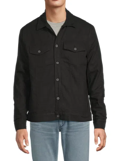Saks Fifth Avenue Men's Linen-blend Jacket In Black