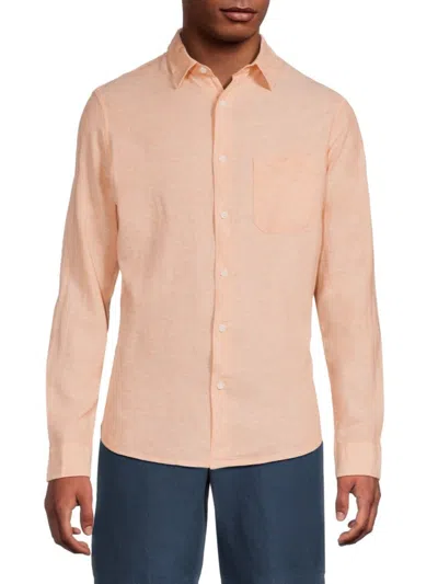 Saks Fifth Avenue Men's Linen Blend Long Sleeve Button Down Shirt In Apricot