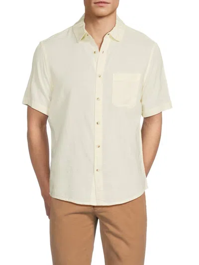Saks Fifth Avenue Men's Linen-blend Long-sleeve Sport Shirt In Neutral