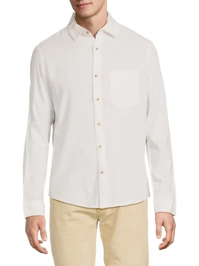 Saks Fifth Avenue Men's Linen-blend Long-sleeve Sport Shirt In White