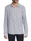 Saks Fifth Avenue Men's Linen Blend Microstripe Button Down Shirt In Navy