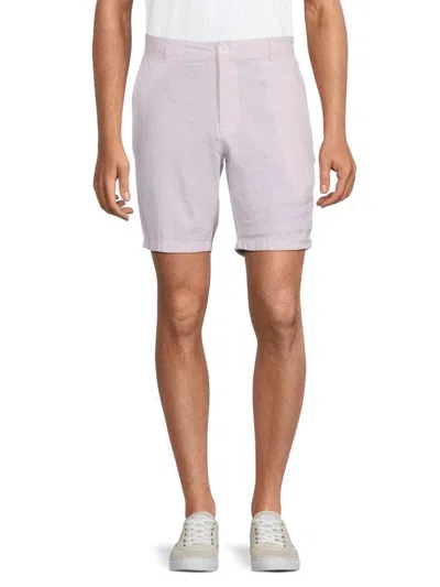 Saks Fifth Avenue Men's Linen Blend Microstripe Flat Front Shorts In Pink