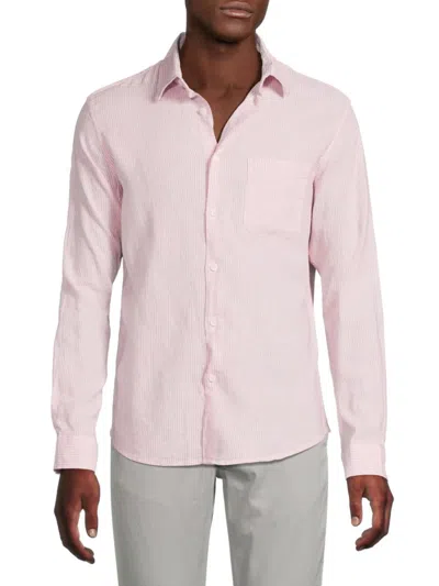 Saks Fifth Avenue Men's Linen-blend Microstripe Shirt In Mauve Dust