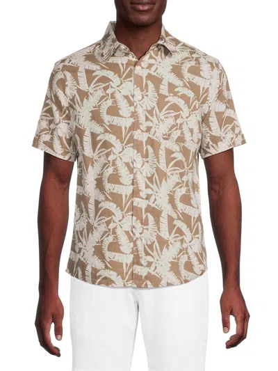 Saks Fifth Avenue Men's Linen-blend Printed Short-sleeve Shirt