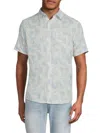 Saks Fifth Avenue Men's Linen-blend Printed Short-sleeve Shirt In Sky Blue Multi