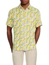 Saks Fifth Avenue Men's Linen-blend Printed Short-sleeve Shirt In White Multi