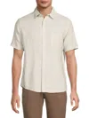 Saks Fifth Avenue Men's Linen Blend Short Sleeve Button Down Shirt In Acorn