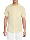 Saks Fifth Avenue Men's Linen Blend Short Sleeve Button Down Shirt In Lemon
