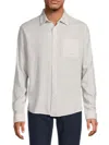 Saks Fifth Avenue Men's Linen-blend Microstripe Shirt In Acorn