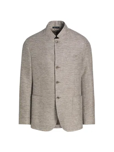 Saks Fifth Avenue Men's Linen-cotton Textured Sport Coat In Gray