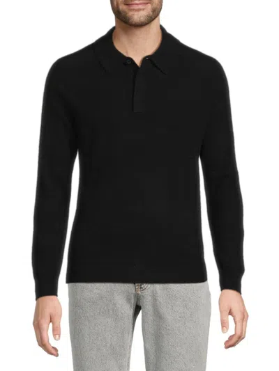 Saks Fifth Avenue Men's Long Sleeve 100% Cashmere Polo In Black