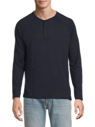 Saks Fifth Avenue Men's Long-sleeve Henley Shirt In Blue